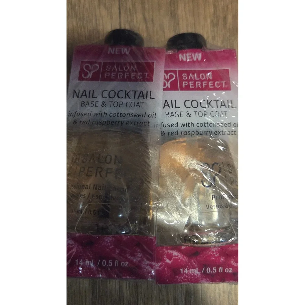 Salon Perfect Nail Cocktail Base & Top Coat 2-in-1 Treatment Lot of 2